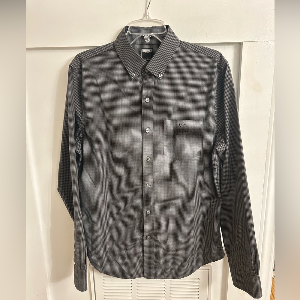 Todd Snyder Navy and gray Checkered check  button down Shirt